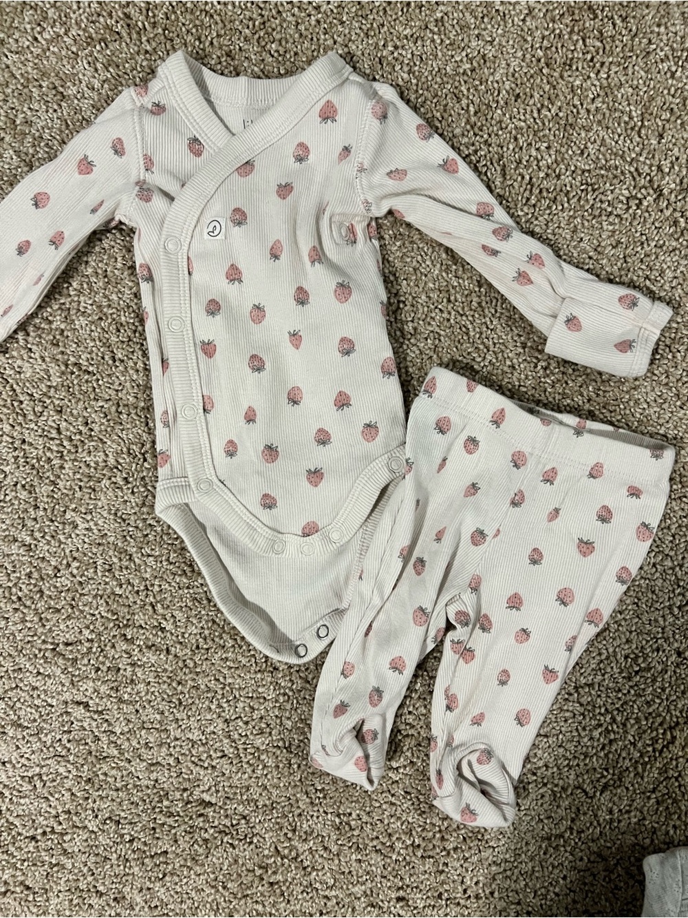 Baby Pink Strawberry Print One-Piece Set - little planet